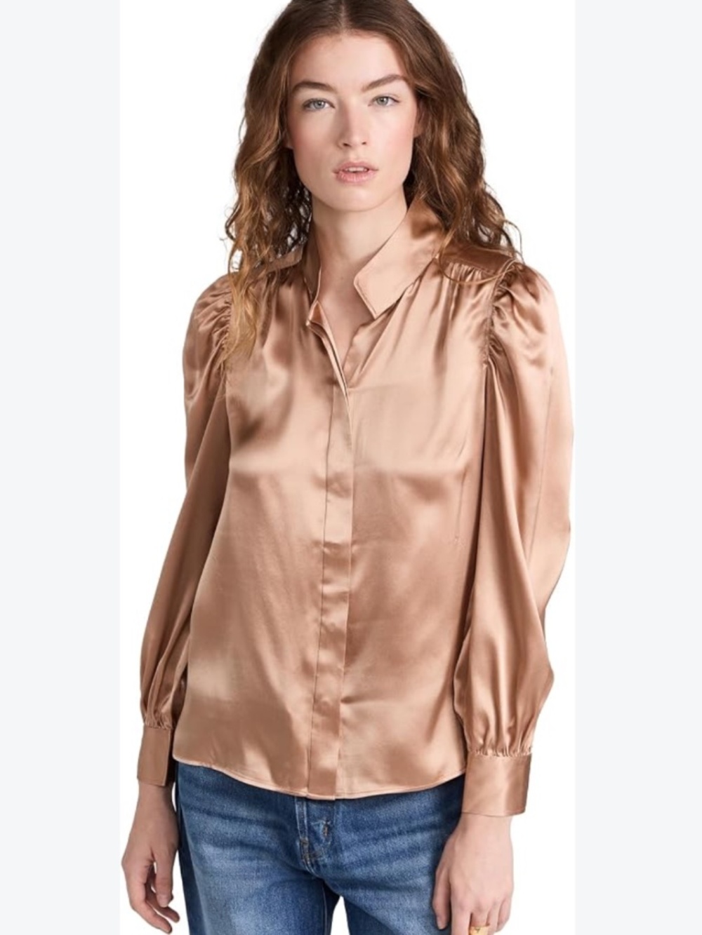 FRAME Gillian Long-Sleeve Silk Top